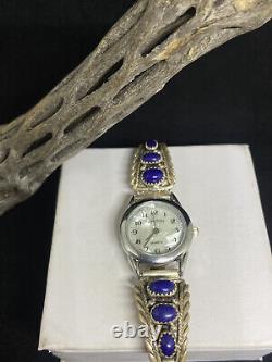 Handmade Native American Navajo Lapis Lazuli Sterling Silver Watch