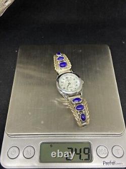 Handmade Native American Navajo Lapis Lazuli Sterling Silver Watch