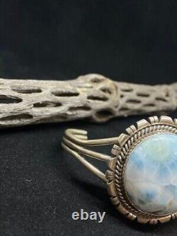 Handmade Native American Navajo Larimar sterling silver cuff bracelet