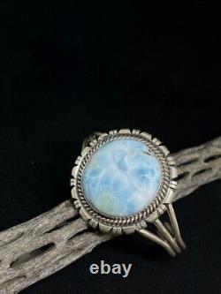 Handmade Native American Navajo Larimar sterling silver cuff bracelet