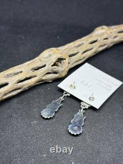 Handmade Native American Navajo black onyx Sterling Silver dangle earrings