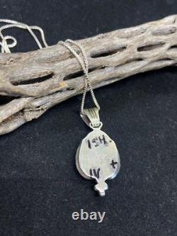 Handmade Native American Navajo fox turquoise Sterling silver Necklace