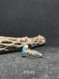Handmade Native American Navajo king man turquoise sterling silver ring size 7