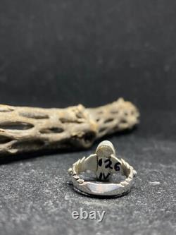 Handmade Native American Navajo king man turquoise sterling silver ring size 7