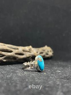 Handmade Native American Navajo king man turquoise sterling silver ring size 7