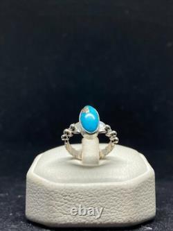 Handmade Native American Navajo king man turquoise sterling silver ring size 7