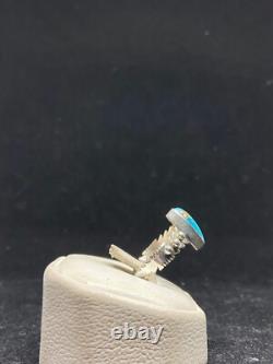 Handmade Native American Navajo king man turquoise sterling silver ring size 7
