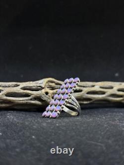 Handmade Native American Navajo pink fire opal Sterling Silver Ring Size 7