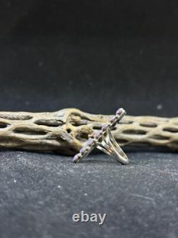 Handmade Native American Navajo pink fire opal Sterling Silver Ring Size 7