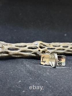 Handmade Native American Navajo pink fire opal Sterling Silver Ring Size 7