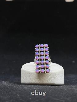 Handmade Native American Navajo pink fire opal Sterling Silver Ring Size 7
