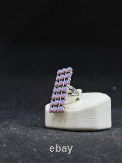 Handmade Native American Navajo pink fire opal Sterling Silver Ring Size 7