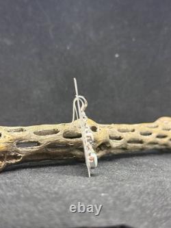 Handmade Native American Navajo white fire opal Sterling Silver Dangle Earrings