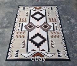 Handwoven Wool Navajo Rug Native American Style Home Decor Two Grey Hills Rug
