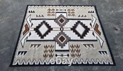 Handwoven Wool Navajo Rug Native American Style Home Decor Two Grey Hills Rug