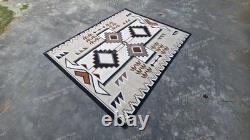 Handwoven Wool Navajo Rug Native American Style Home Decor Two Grey Hills Rug