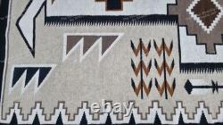 Handwoven Wool Navajo Rug Native American Style Home Decor Two Grey Hills Rug