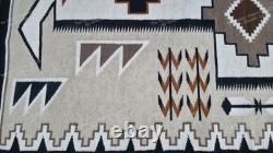 Handwoven Wool Navajo Rug Native American Style Home Decor Two Grey Hills Rug