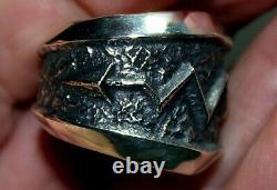 Hefty Kevin Yazzie Navajo Sterling Silver LIGHTNING ARROW Tufa Ring SZ 10.25