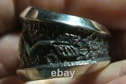 Hefty Kevin Yazzie Navajo Sterling Silver LIGHTNING ARROW Tufa Ring SZ 10.25