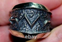 Hefty Kevin Yazzie Navajo Sterling Silver LIGHTNING ARROW Tufa Ring SZ 10.25