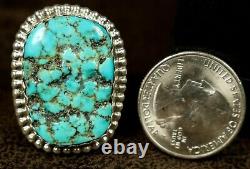 Herbert Tsosie! Handmade NAVAJO Sterling Nugget RAW Turquoise Men's Ring SZ 11.5