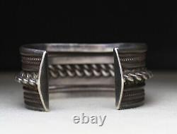 Huge & Heavy Vintage Native American Navajo Sterling Silver Cuff Bracelet