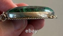 Huge Native American Navajo  malachite pendant with chain from Stanford Powwow