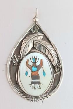 Huge Native American RB Navajo Becenti Sterling Mother Of Pearl Kachina Dancer