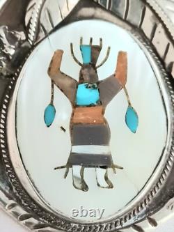 Huge Native American RB Navajo Becenti Sterling Mother Of Pearl Kachina Dancer