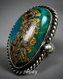 Huge Vintage Navajo Native American Sterling Silver Chrysocolla Turquoise Ring