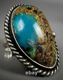 Huge Vintage Navajo Native American Sterling Silver Chrysocolla Turquoise Ring