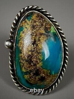 Huge Vintage Navajo Native American Sterling Silver Chrysocolla Turquoise Ring