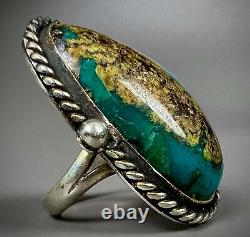 Huge Vintage Navajo Native American Sterling Silver Chrysocolla Turquoise Ring