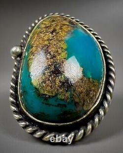 Huge Vintage Navajo Native American Sterling Silver Chrysocolla Turquoise Ring