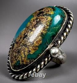 Huge Vintage Navajo Native American Sterling Silver Chrysocolla Turquoise Ring