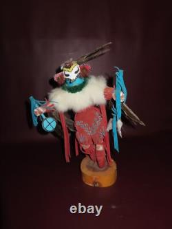 Hummingbird Native American Navajo Carved Wood Feather Fur Leather Kachina Doll