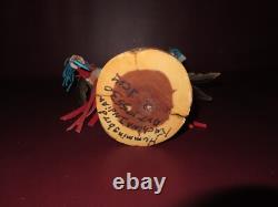 Hummingbird Native American Navajo Carved Wood Feather Fur Leather Kachina Doll