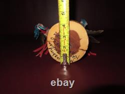 Hummingbird Native American Navajo Carved Wood Feather Fur Leather Kachina Doll