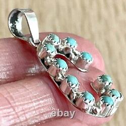 Initial Letter C Navajo Turquoise Pendant Sterling 925 Signed Native American