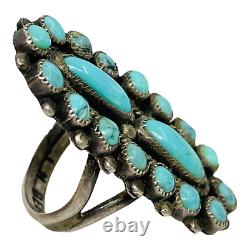 JM Begay Navajo Sterling Silver & Turquoise Southwest Cluster Ring Sz 6