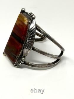 Jack Tom Petrified Wood & Sterling Silver Vintage Cuff Bracelet