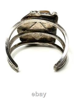 Jack Tom Petrified Wood & Sterling Silver Vintage Cuff Bracelet