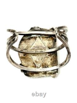 Jack Tom Petrified Wood & Sterling Silver Vintage Cuff Bracelet