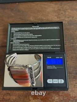Jack Tom Petrified Wood & Sterling Silver Vintage Cuff Bracelet