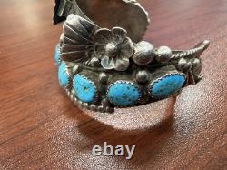 Jameson Navajo Beautiful Blue Turquoise Sterling Silver Womens Watch Cuff. 53g
