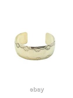 Jason Livingston Navajo Native American Sterling Silver Stamped 1 Cuff Bracelet