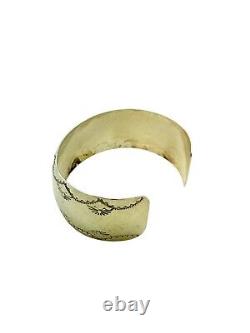 Jason Livingston Navajo Native American Sterling Silver Stamped 1 Cuff Bracelet