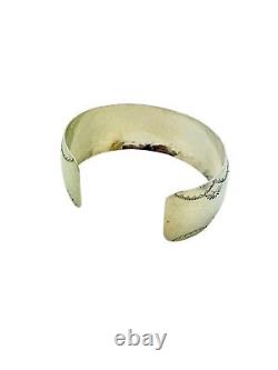 Jason Livingston Navajo Native American Sterling Silver Stamped 1 Cuff Bracelet