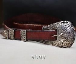 Jerry Werito Native American Navajo Sterling Sterling Belt Buckle Ranger Set